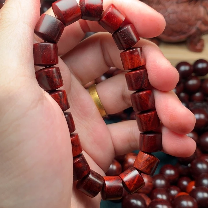 檀香紫檀（小叶紫檀）10×11竹节筒单圈乱纹水波