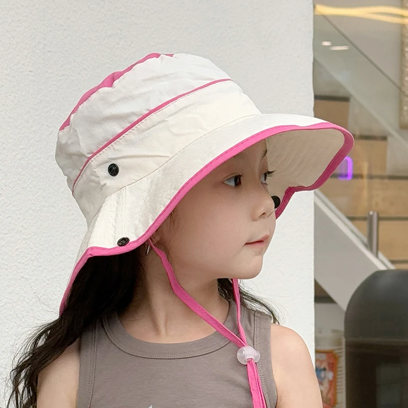 儿童防晒帽女童2025新款夏季薄款速干渔夫帽透气大帽檐遮阳太阳帽