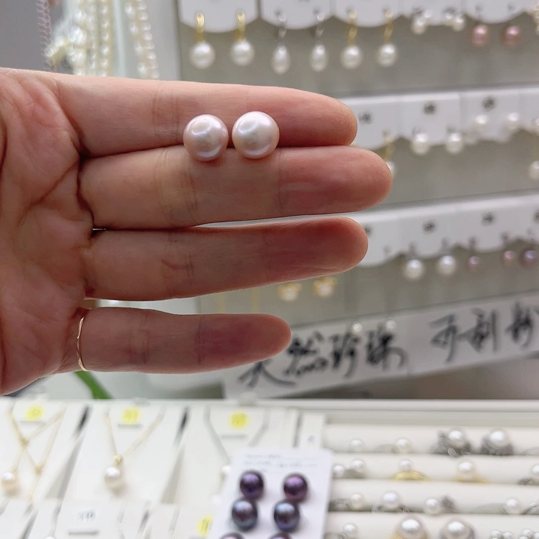 淡水珍珠耳饰银S925镶嵌一**乐