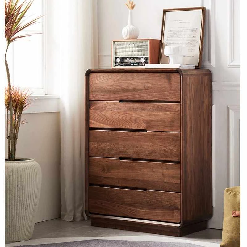 北美黑胡桃木斗柜实木五六斗柜北欧收纳柜简约客厅玄关储物柜边柜