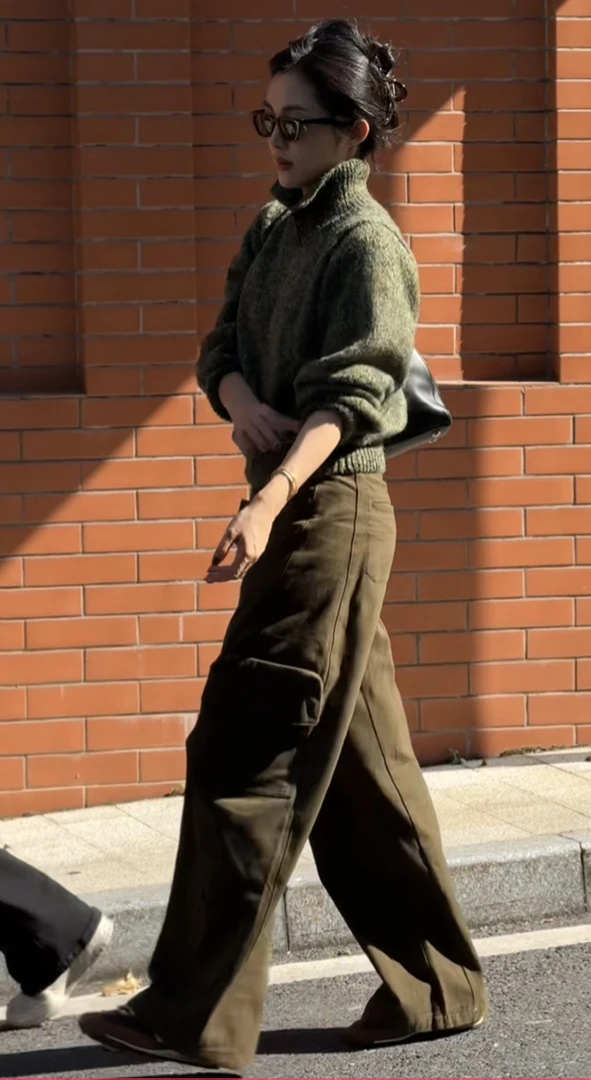 薇薇|秋冬高领毛衣复古纽扣简约显瘦88985C