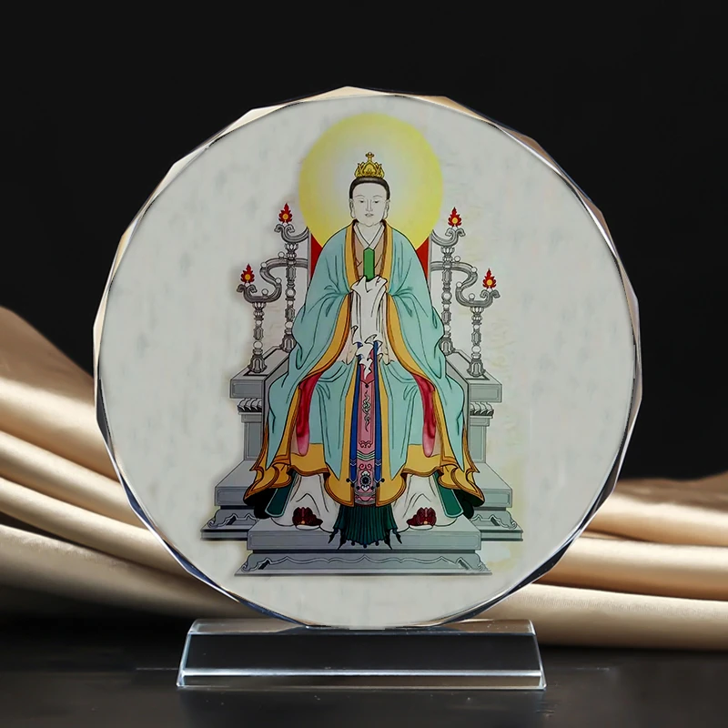 茅山祖师紫虚元君南岳魏夫人二仙奶奶魏华存画像水晶摆台装饰摆件