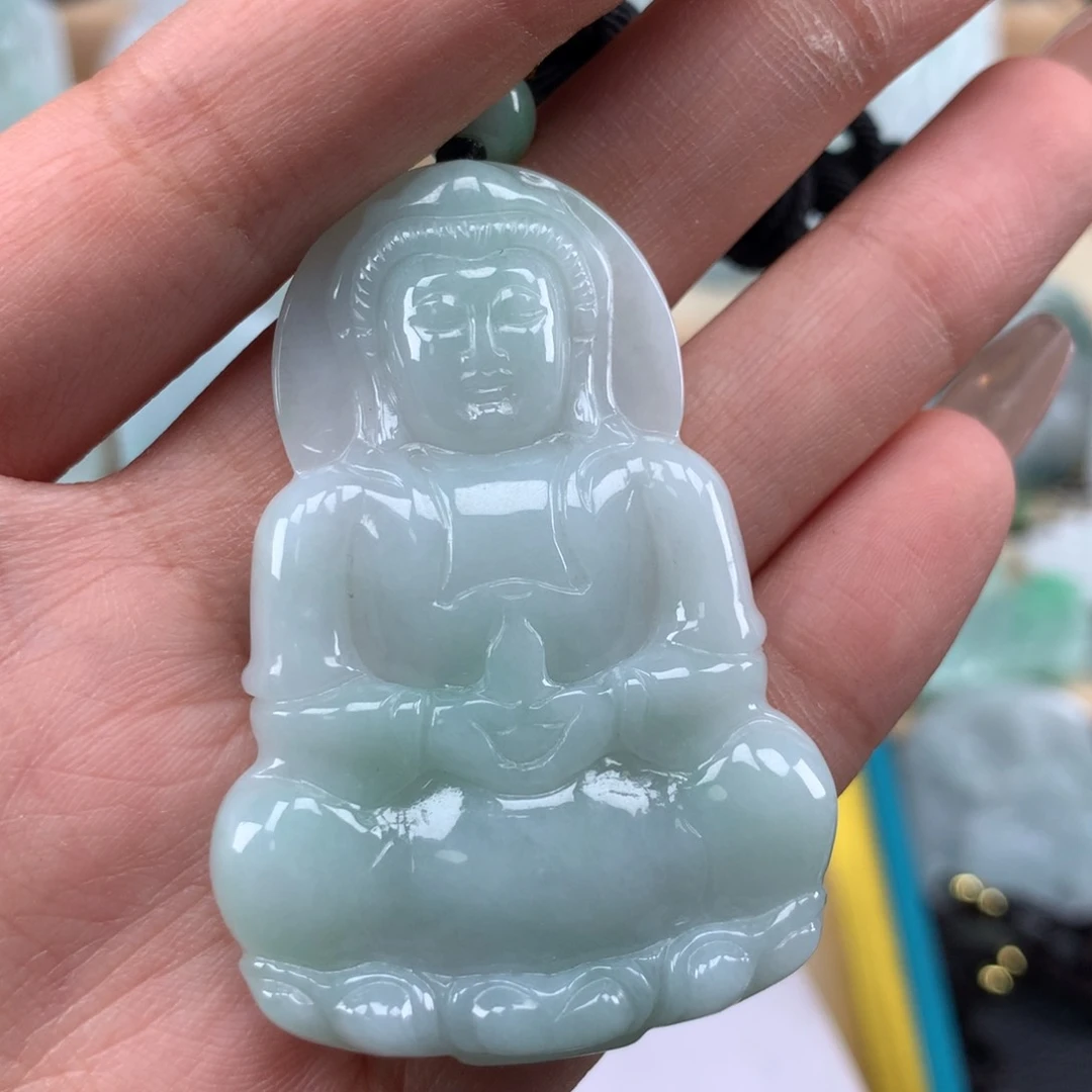 翡翠未镶嵌颈饰玉观音吊坠