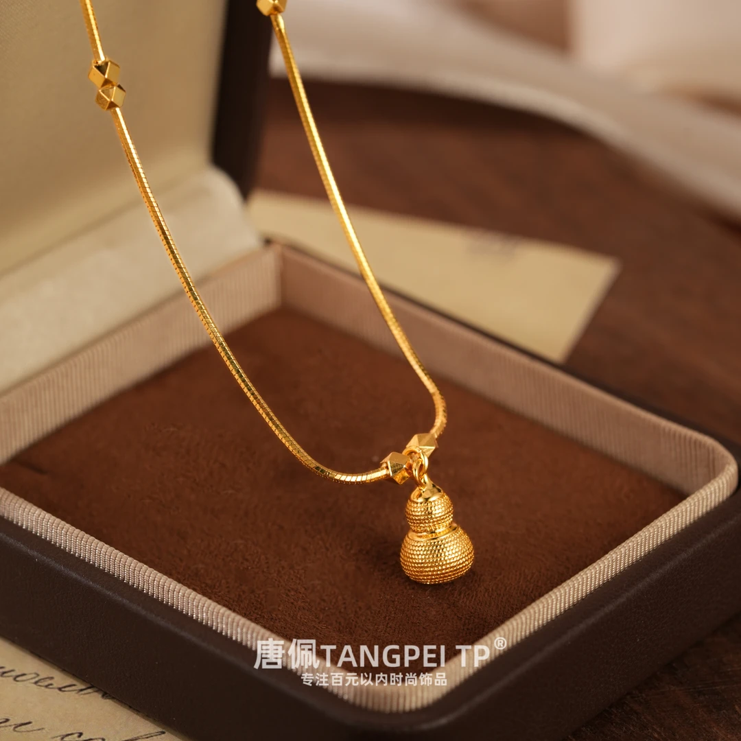 铜合金项链 设计感新中式古法葫芦项链蛇骨链条中国风时尚饰品