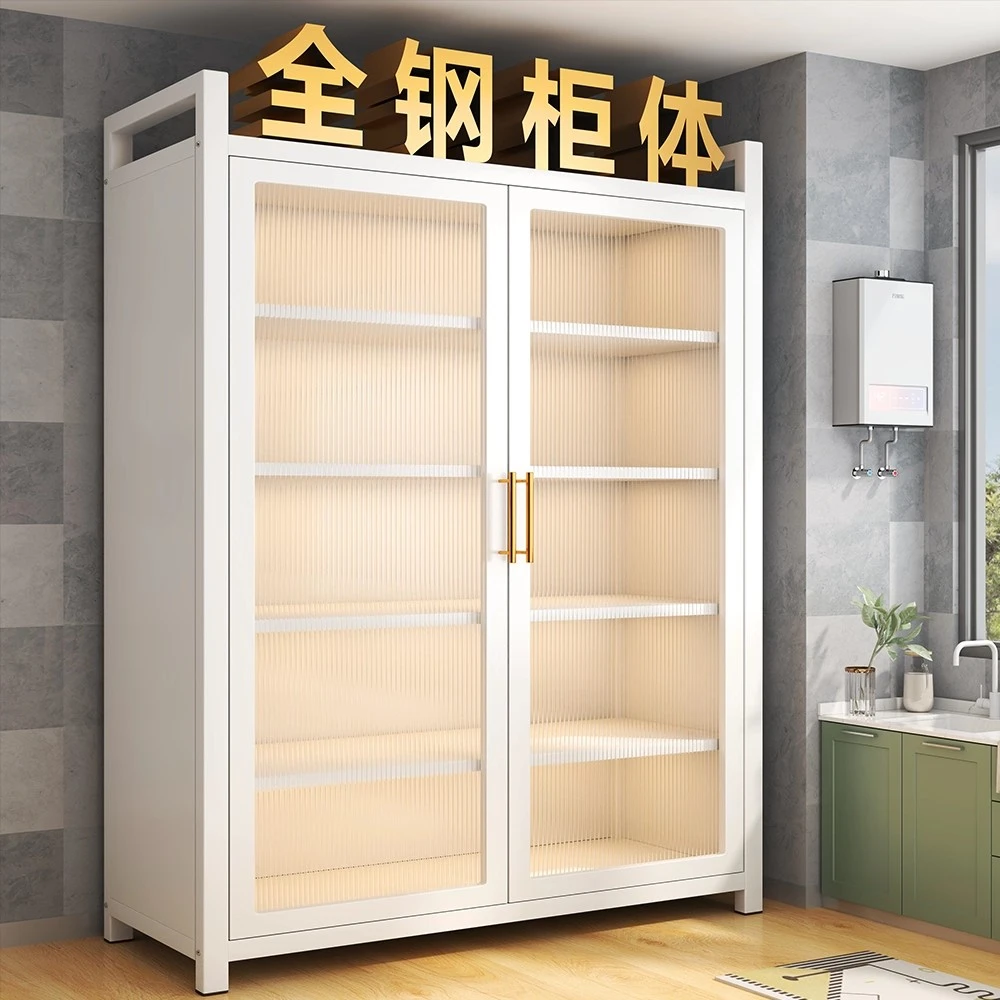 厨房置物架家用落地多层多功能对开门收纳柜子靠墙碗餐边储物橱柜