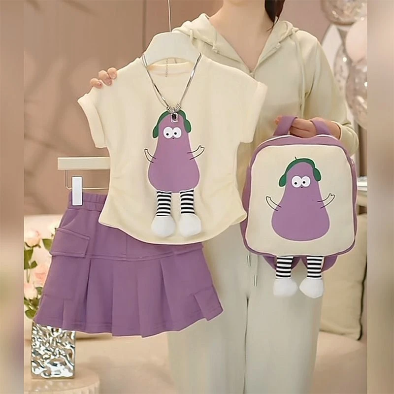 女童套装夏装薄款2025新款洋气女孩短袖中大童夏季儿童衣服三件套