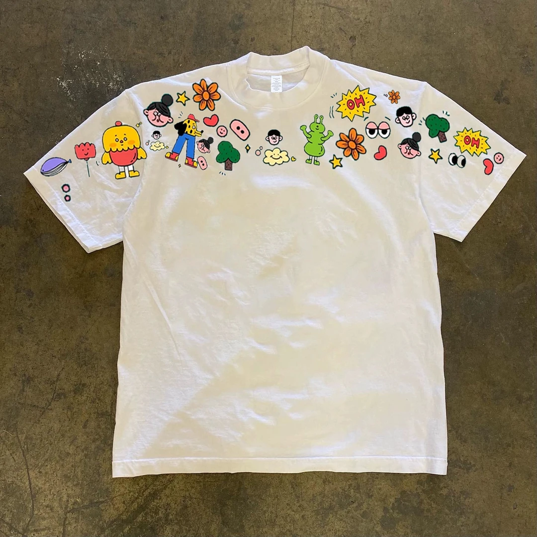 230g小领口！美式复古oversize无性别小众设计感短袖t恤男女同款