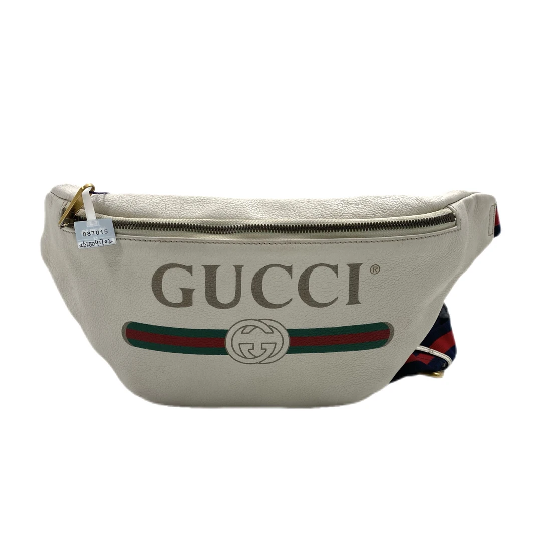 95新 GUCCI/古驰 98新 古驰 白色全皮印花胸腰包 尺寸40/20