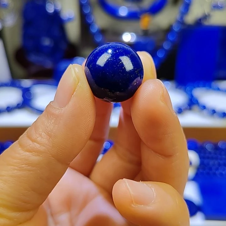 青金石未镶嵌大单珠多宝珠18mm帝王青