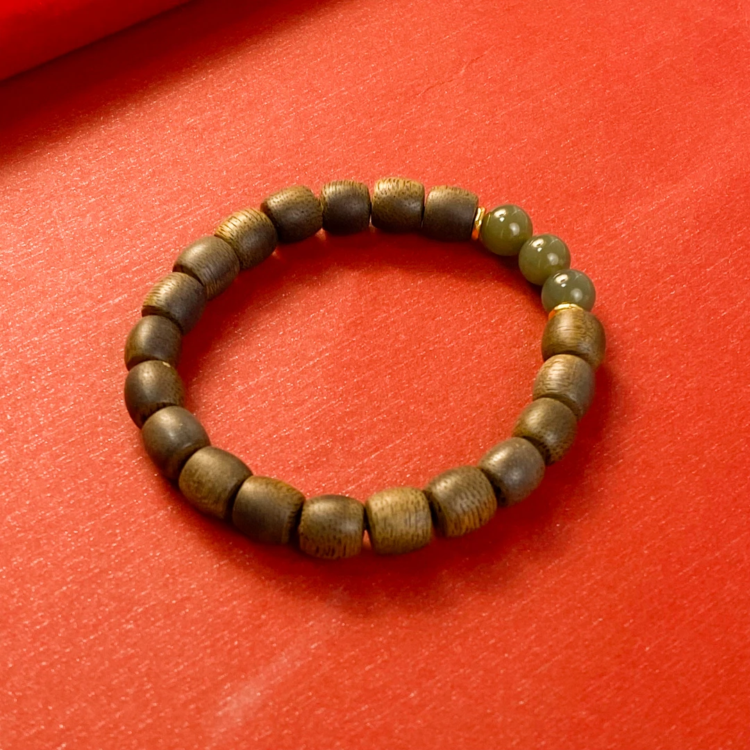 (匠心沉香)海南莺歌绿7*8单圈手串沉香木