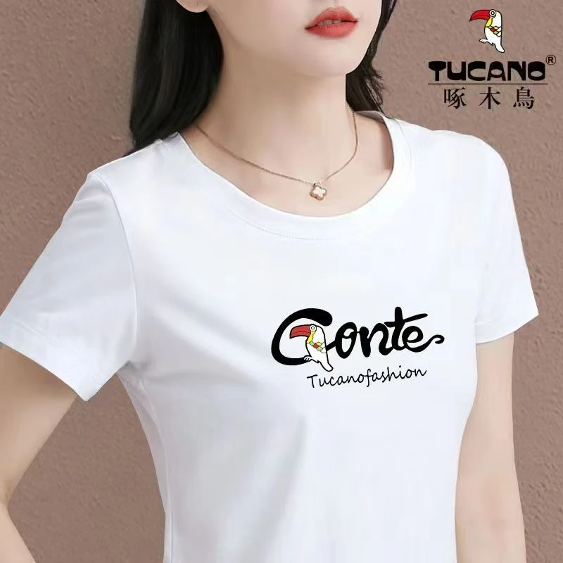 啄木鸟大版短袖吸汗圆领上衣冰爽T恤夏装夏季宽松打底衫时尚休闲