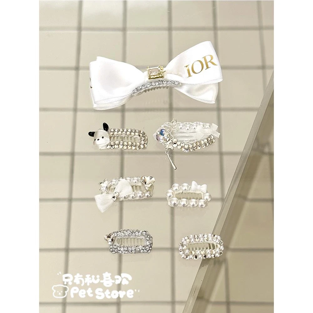 手工迷你碎发宠物bb夹蝴蝶结发夹饰品猫咪头饰约克夏马尔济斯比熊