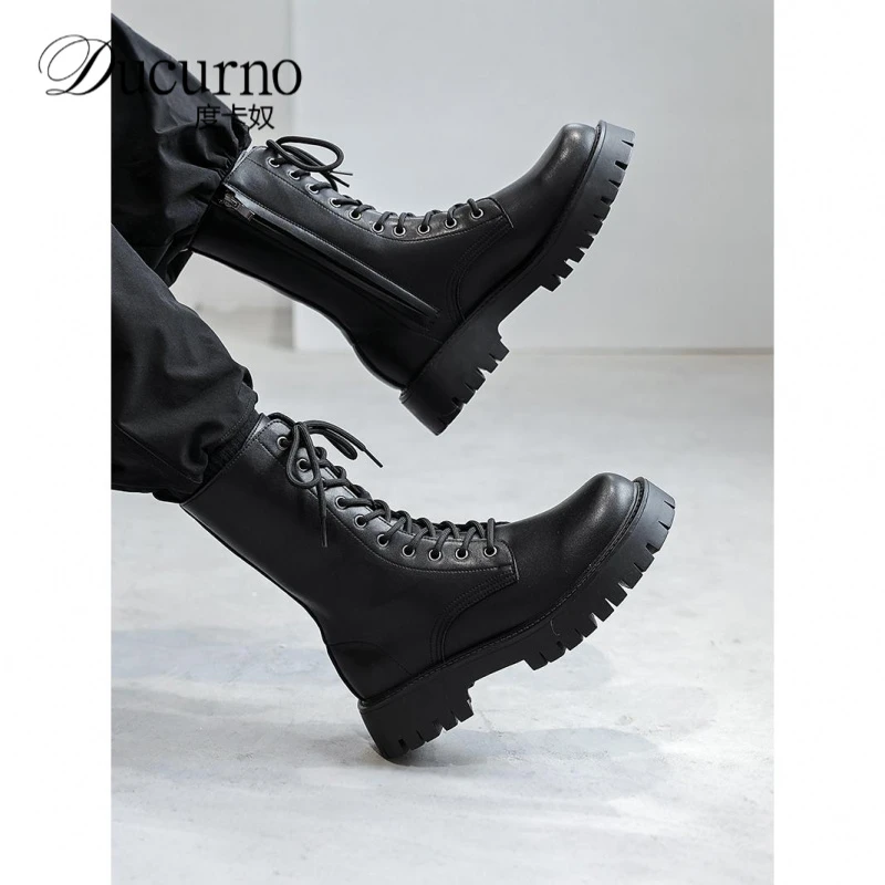 潮牌马丁靴男高端高帮2025新款英伦风厚底增高工装休闲机车男靴子