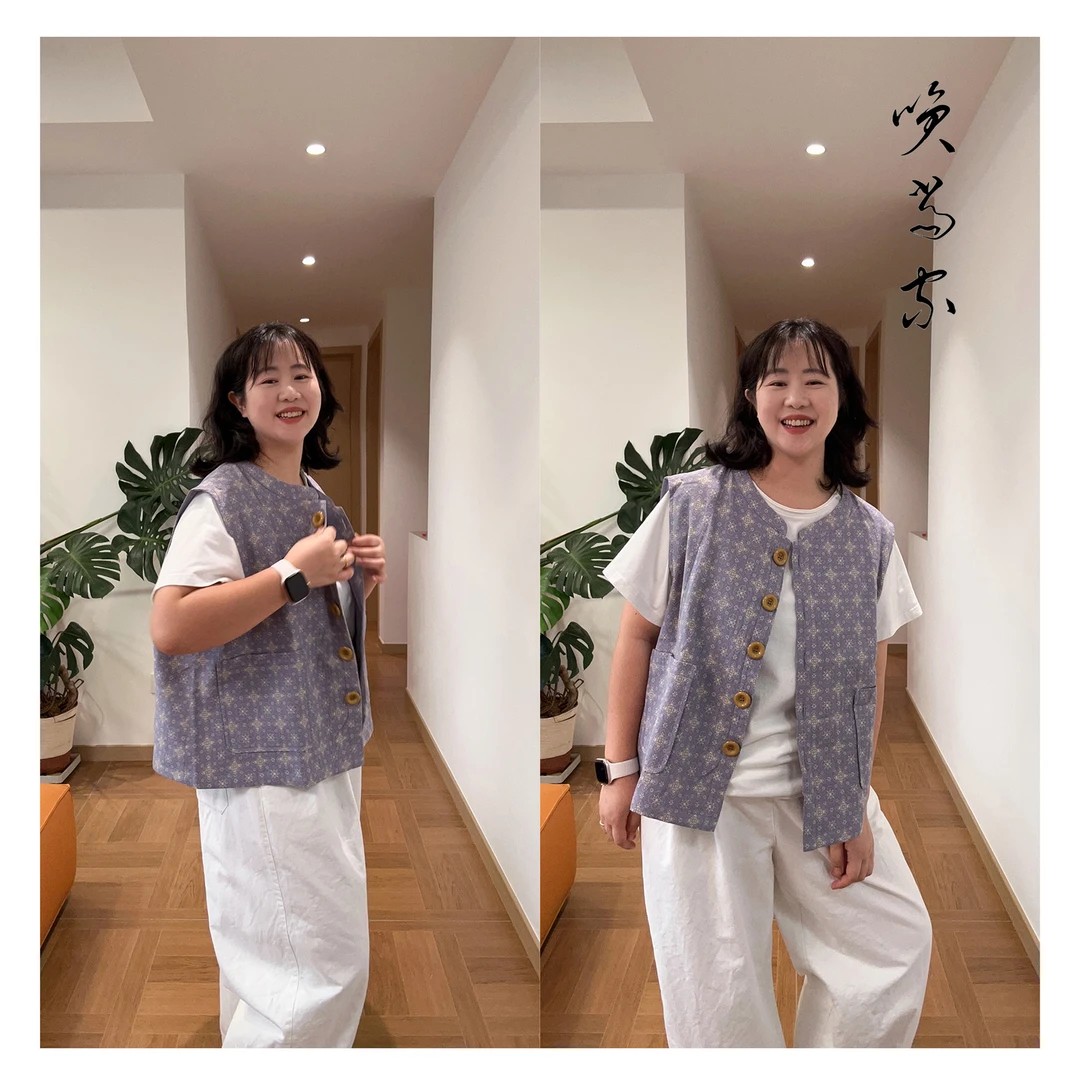 【笑当家】双层纱马甲秋季时尚宽松提花无袖气质马甲小香风复古马夹
