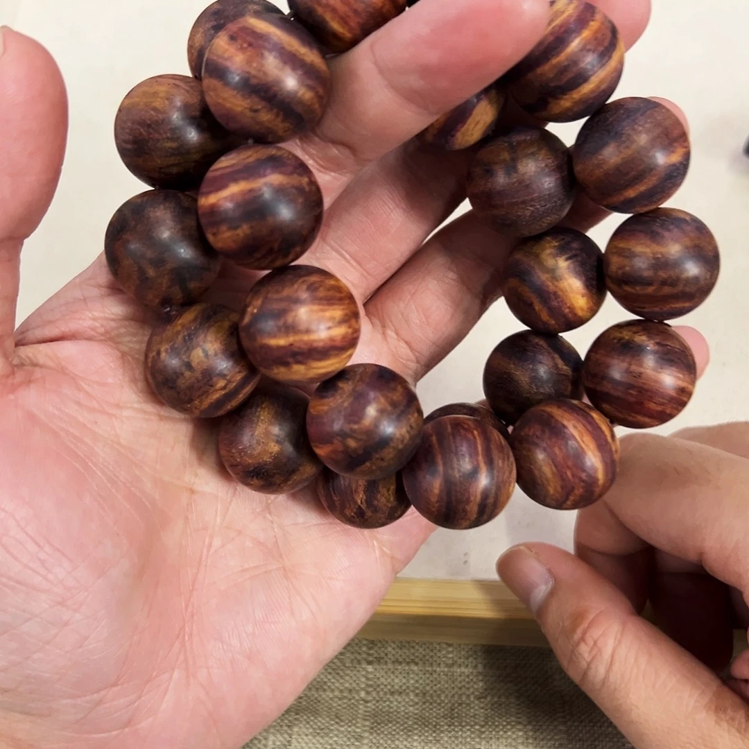 ໑***⁶黄花梨/降香黄檀手串/手链20mm圆珠初抛无胶无腊多彩