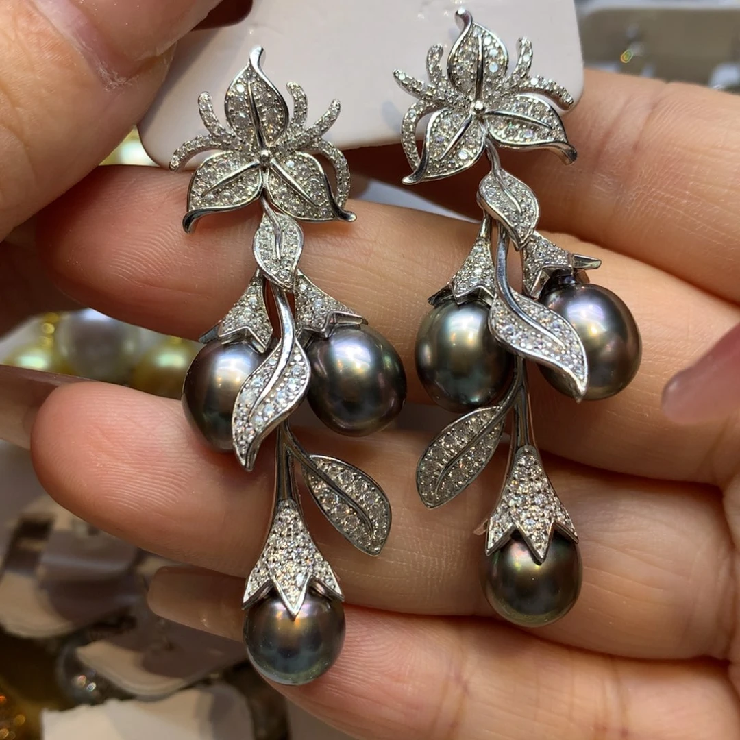 银S925镶嵌耳饰海水珍珠