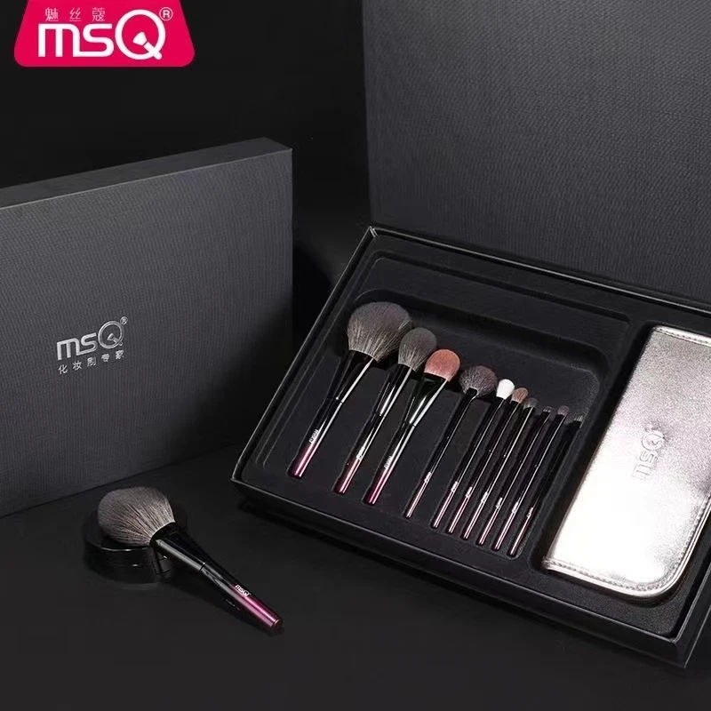 MSQ/魅丝蔻10支暮烟化妆刷套装全套刷子散粉粉底刷柔软套刷动物毛