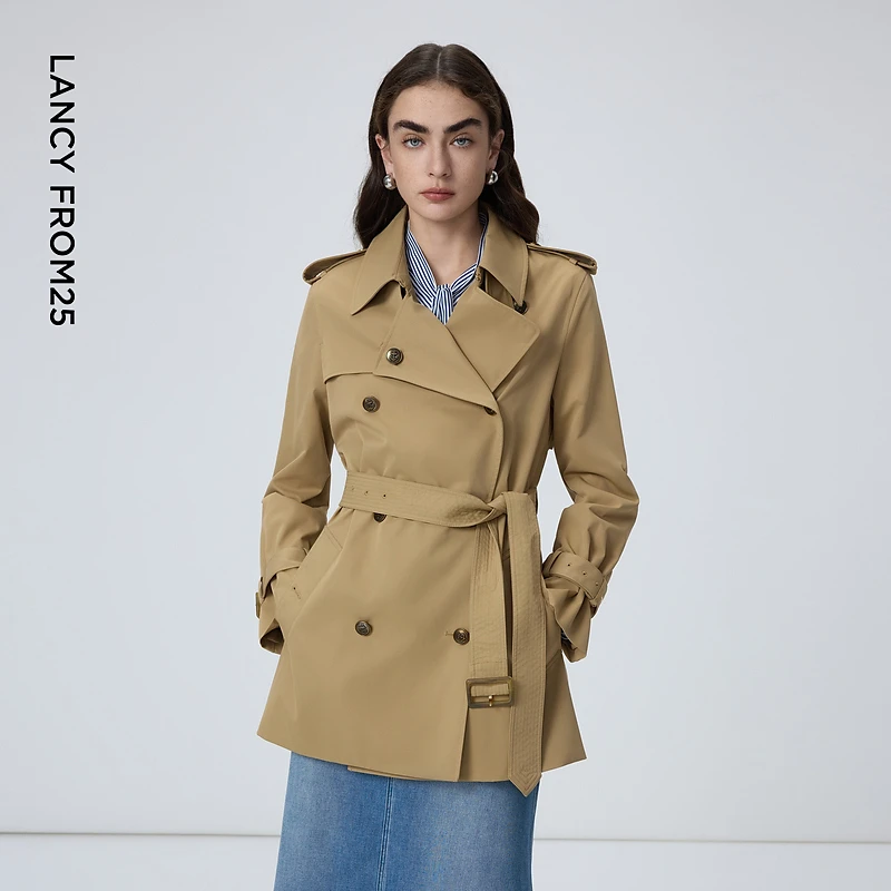 【朗姿Basic衣橱】法式复古正肩高级感气质外套设计秋新款风衣女