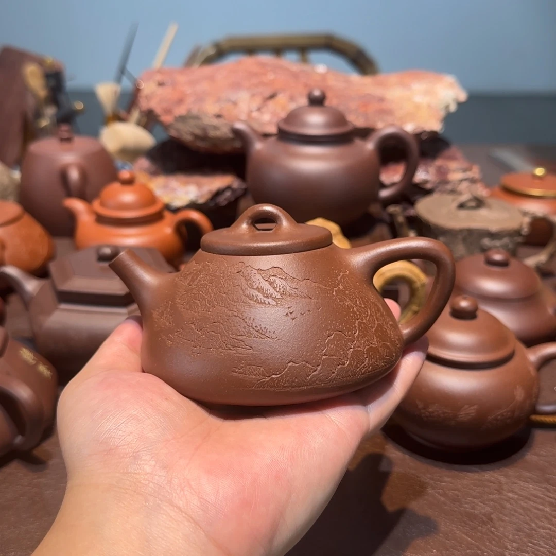 灵***然茶壶紫砂子冶石瓢底槽清