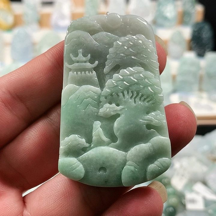 吊坠(不含链)未镶嵌翡翠52山水牌