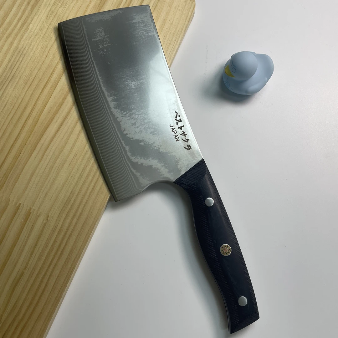 大马士革通体夹钢斩切两用菜刀一体龙骨切菜切肉菜刀（只斩鸡鸭）