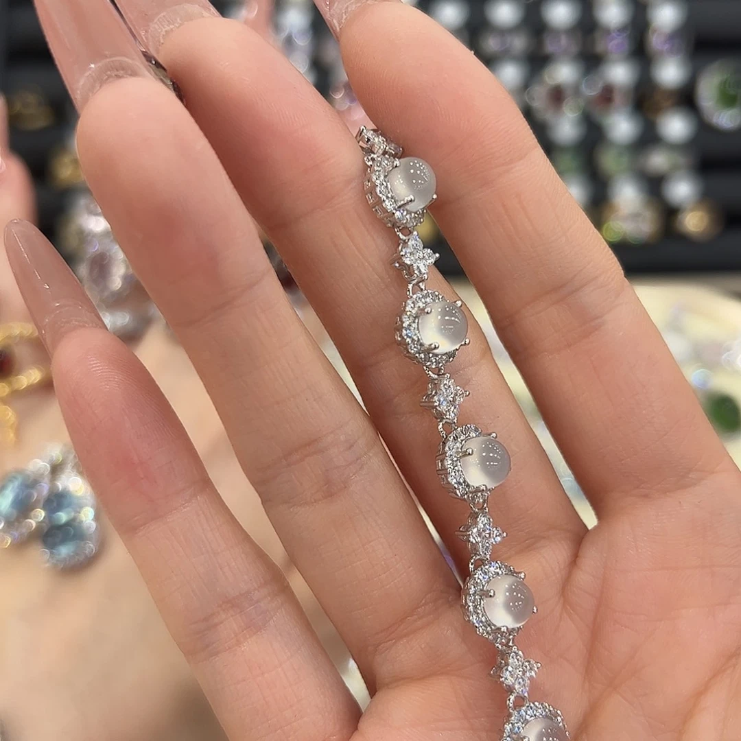 小****岫玉银S925镶嵌手链