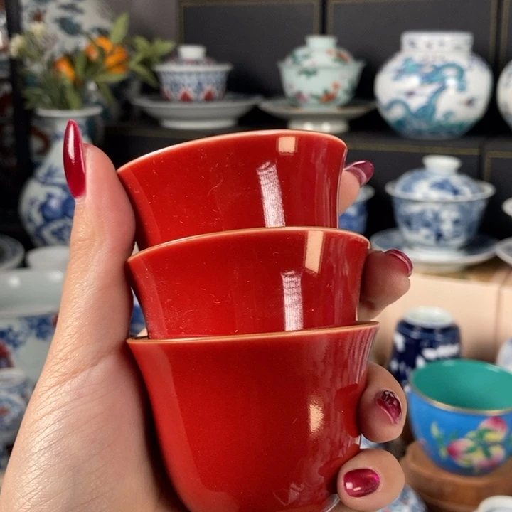 杯折葵非器霁红铃铛杯