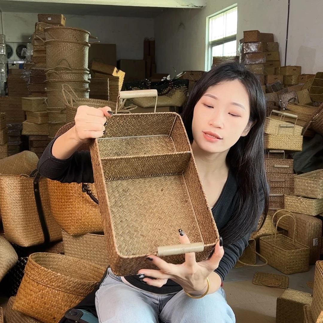 草编草编包/草编收纳盒带瑕疵