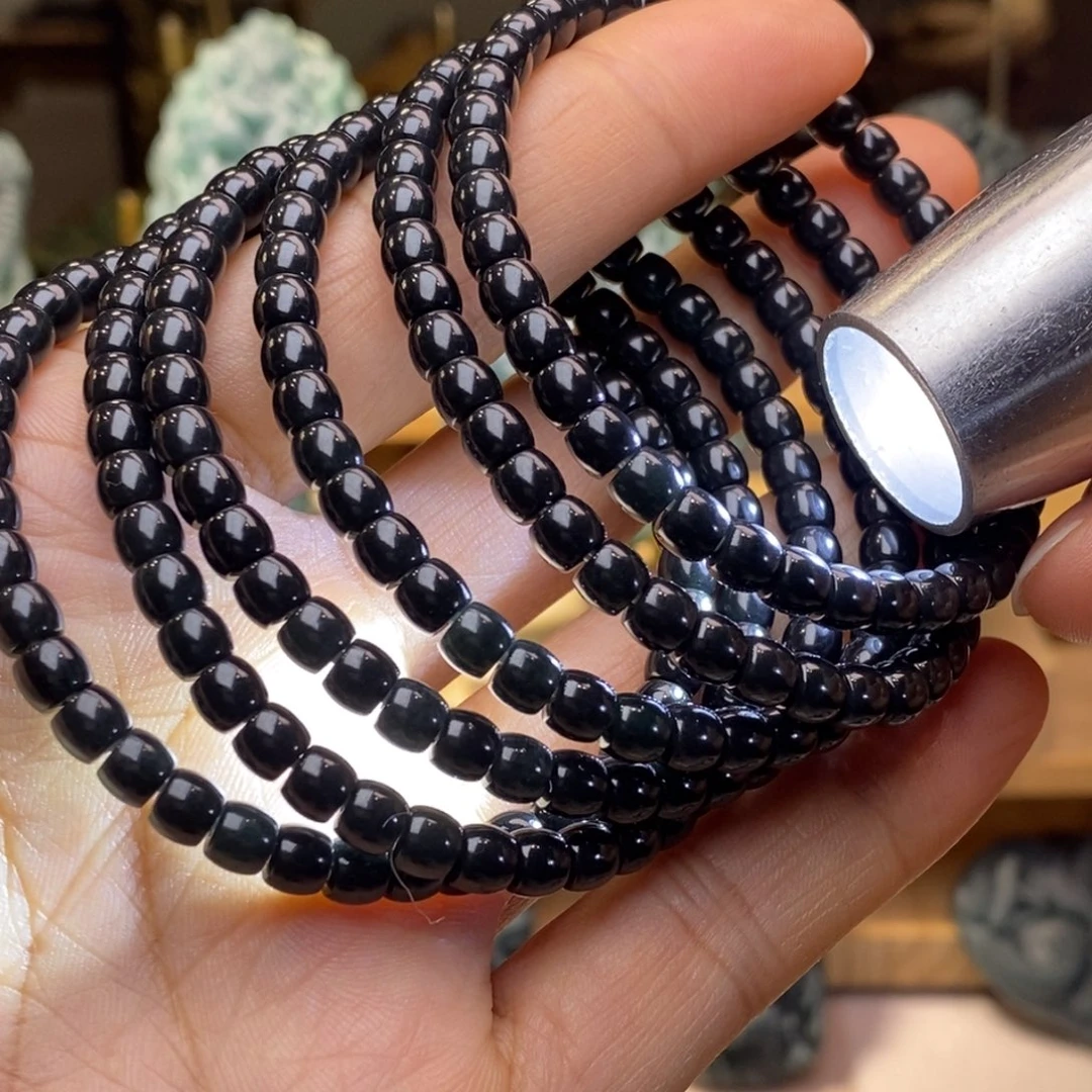 翡翠未镶嵌手链黑乌鸡翡翠手串