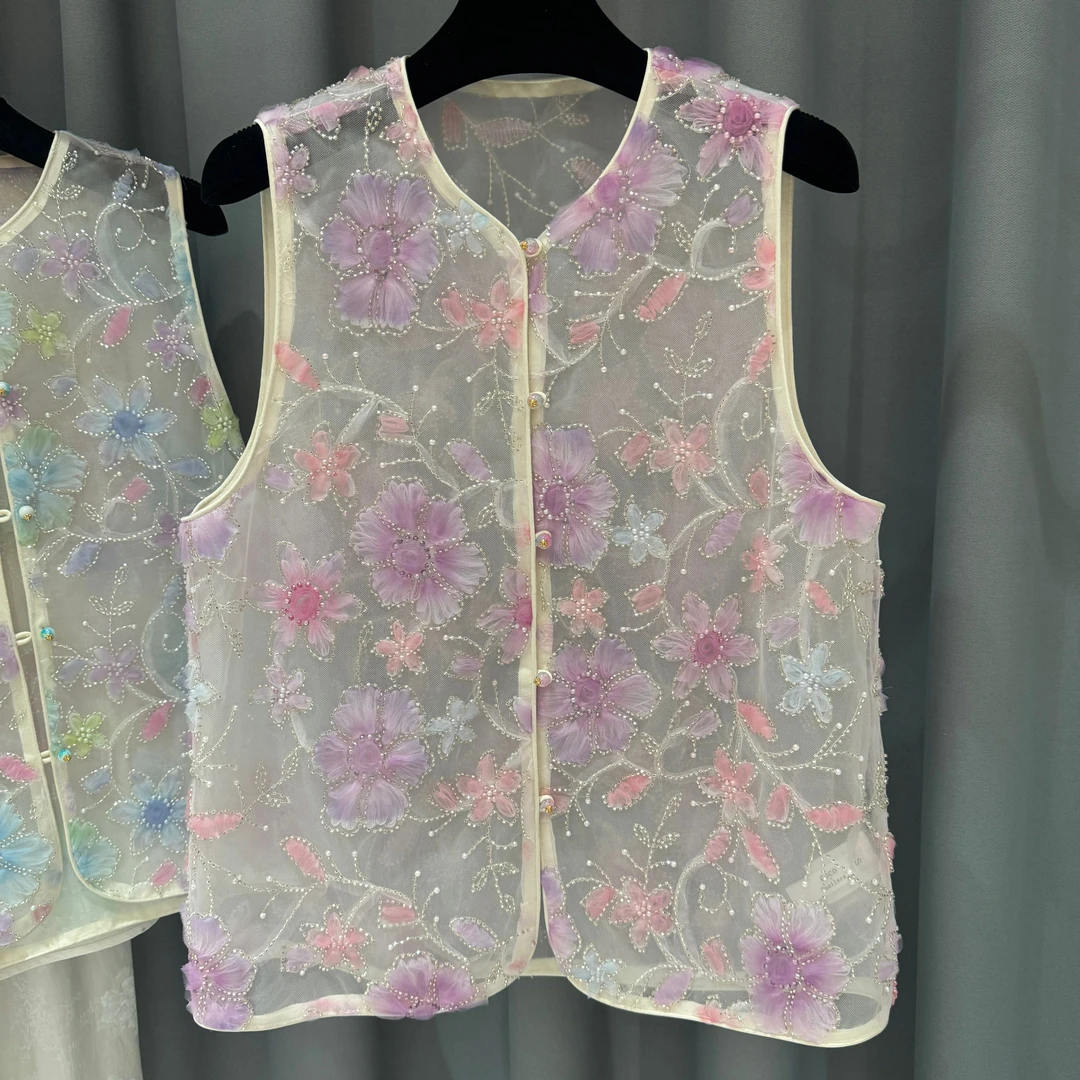 2025新款桑蚕提花时尚百搭复古中式马甲