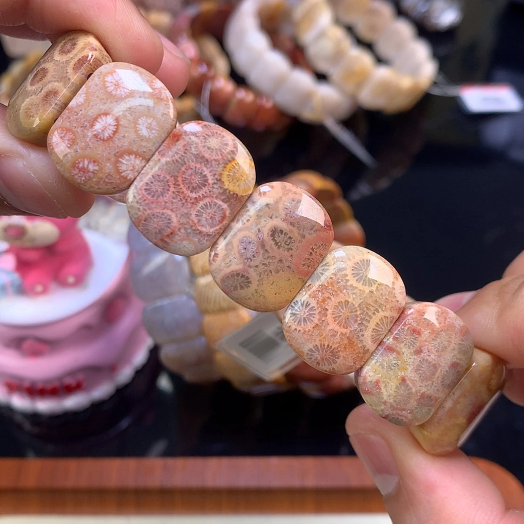 【闪购商品】颈饰未镶嵌硅化珊瑚（珊瑚玉）4号红粉柠檬