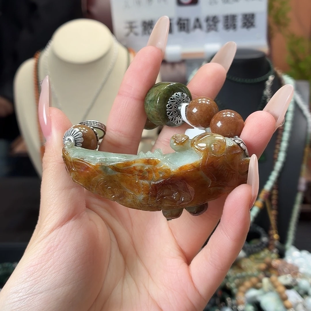 翡翠银S925镶嵌耳饰手串