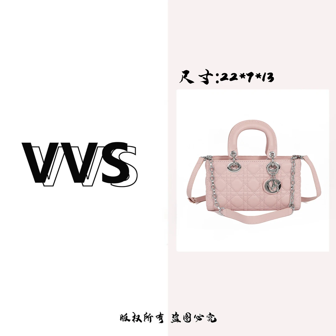 【VV专属】轻奢女新款手提单肩斜挎戴妃包HML-8901-22粉