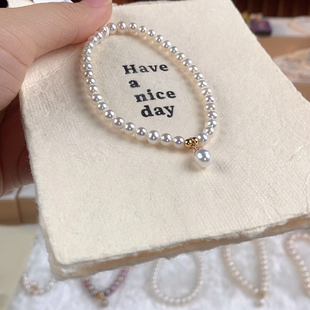 手绳淡水珍珠18K金镶嵌