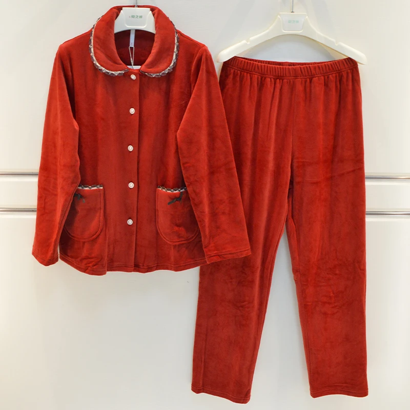彩色品牌睡衣女士秋冬家居服20494