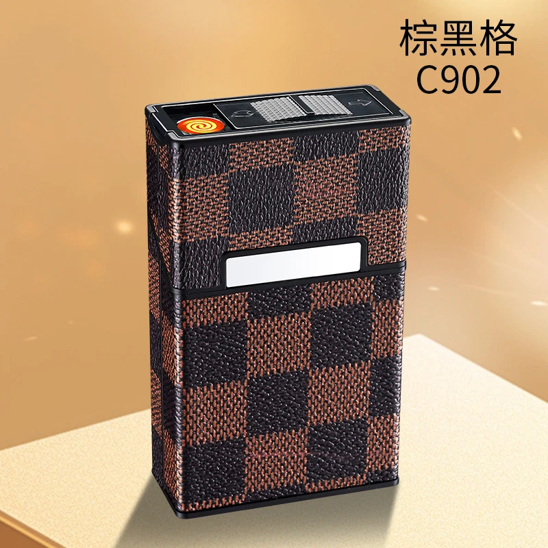 创意包皮盒皮质盒20只装软硬通用男士抗压防水盒带点烟器潮