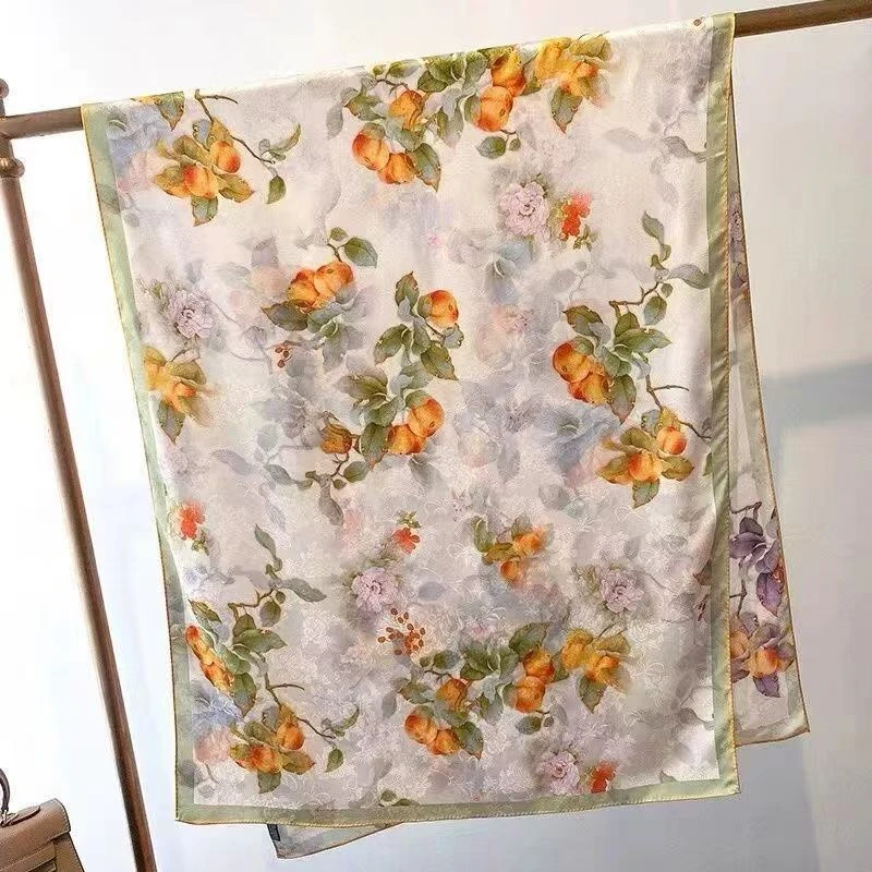 N358【万柿如意】180*70国风长巾气质高档百搭国风披肩围巾