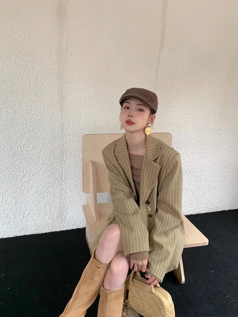 2502092法系小众S系慵懒风宽松显瘦西装女百搭时尚25夏季新品