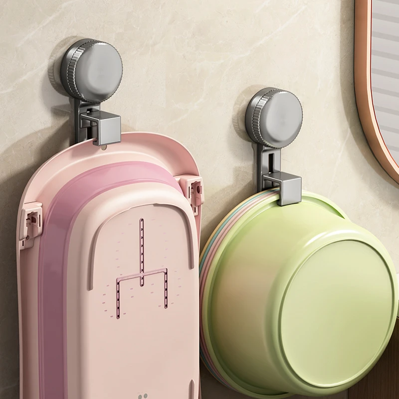 吸盘脸盆挂钩浴室盆子收纳架卫生间置物架厕所免打孔家用挂盆神器