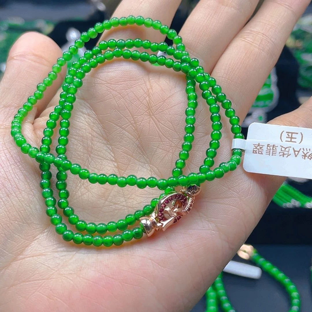 翡翠未镶嵌颈饰?***莉天然A货翡翠阳绿3