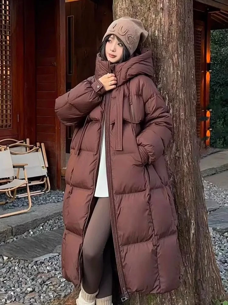 运费险+现货羽绒服反季飘带大被子羽绒服时尚百搭韩系风格