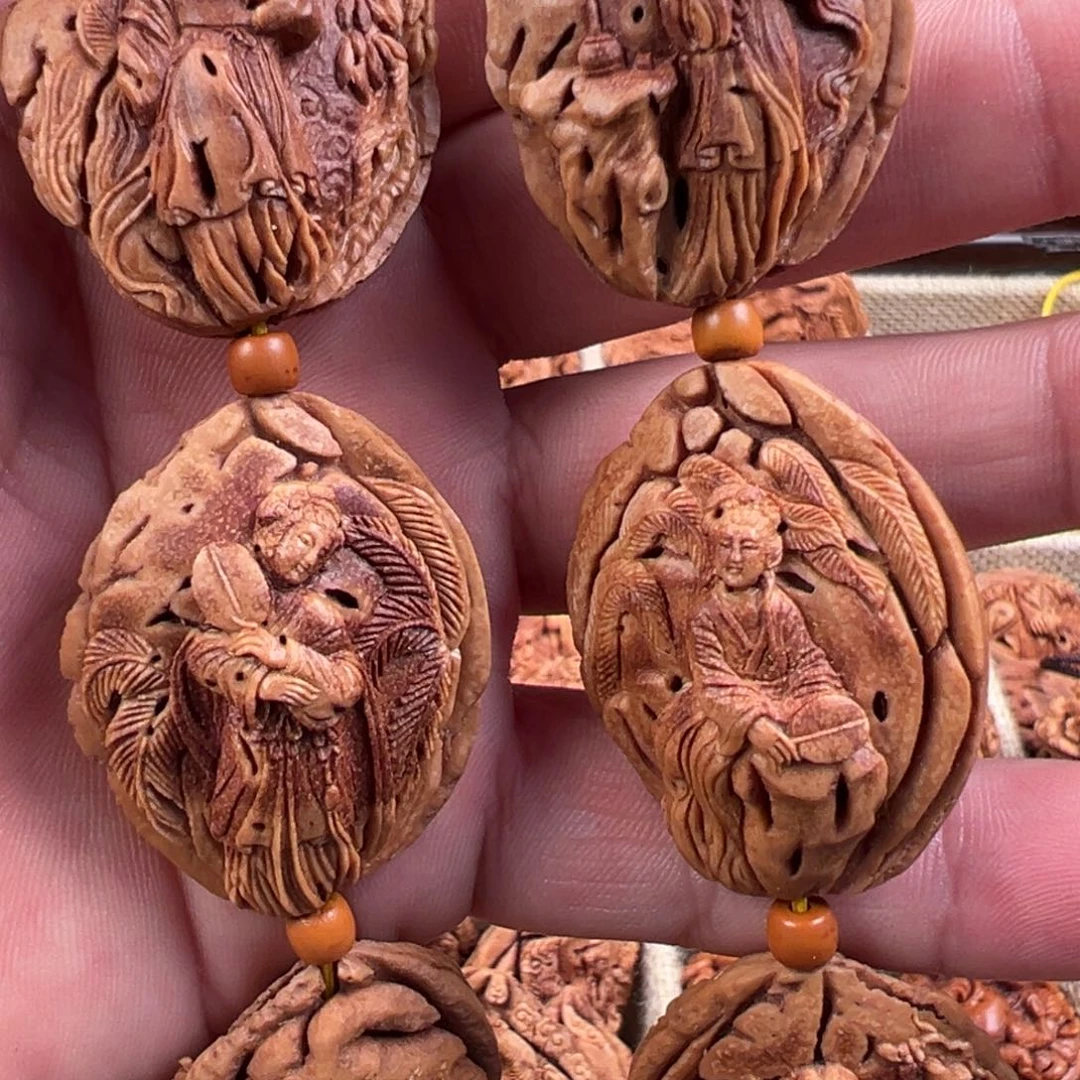 桃核吊坠桃核雕刻十二金钗