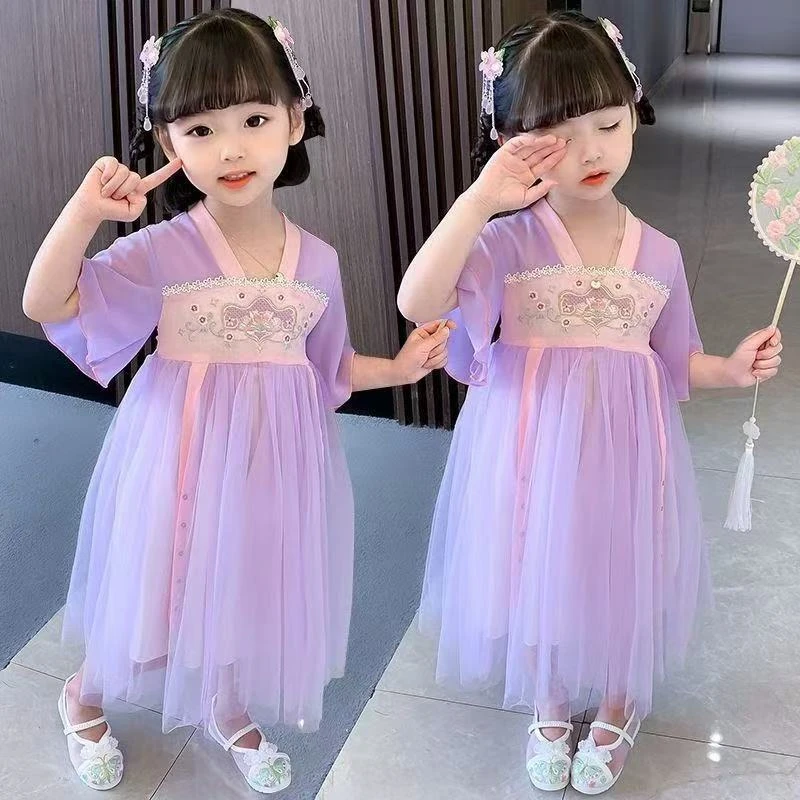 女宝夏季网纱刺绣国风汉服裙071