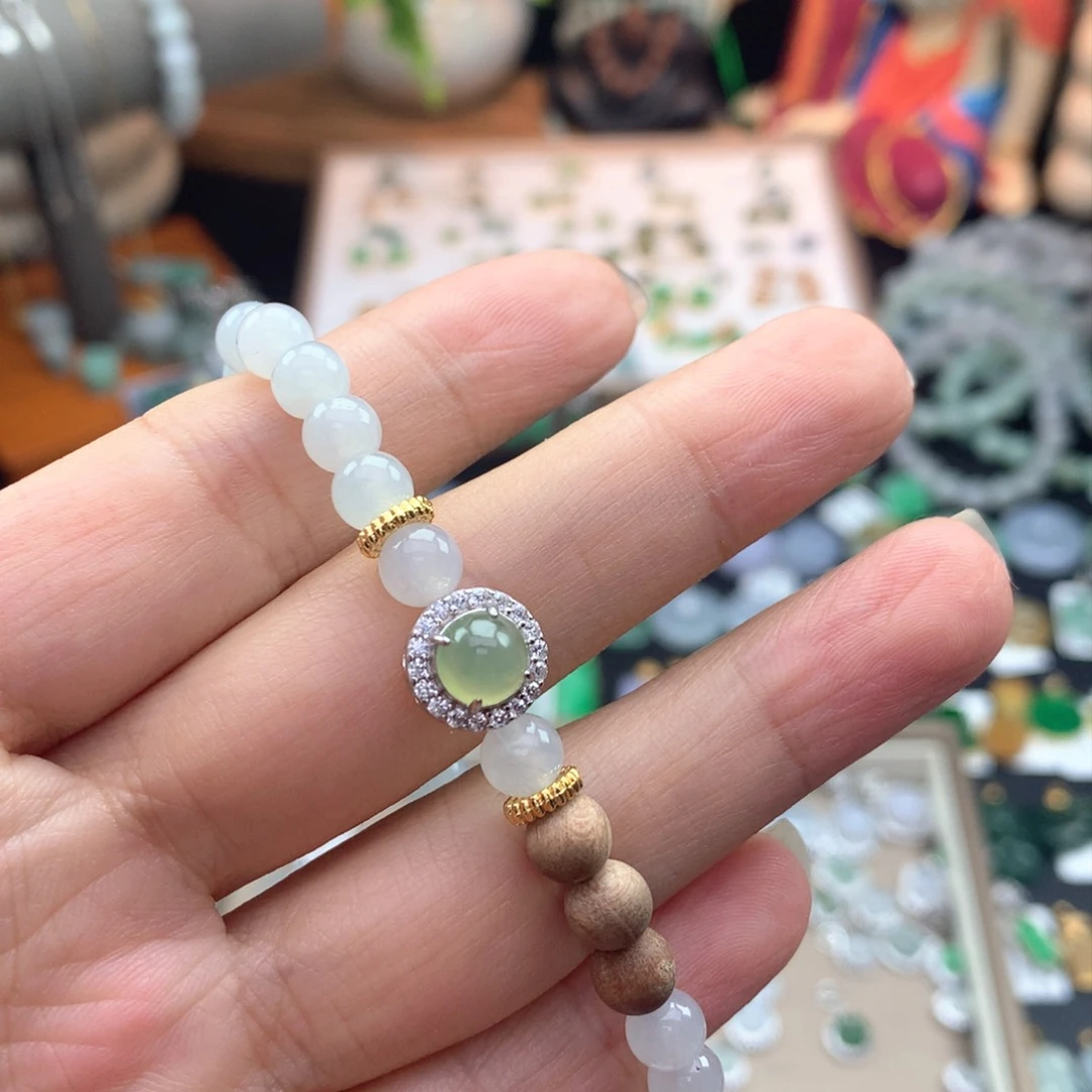 颈饰银S925镶嵌翡翠