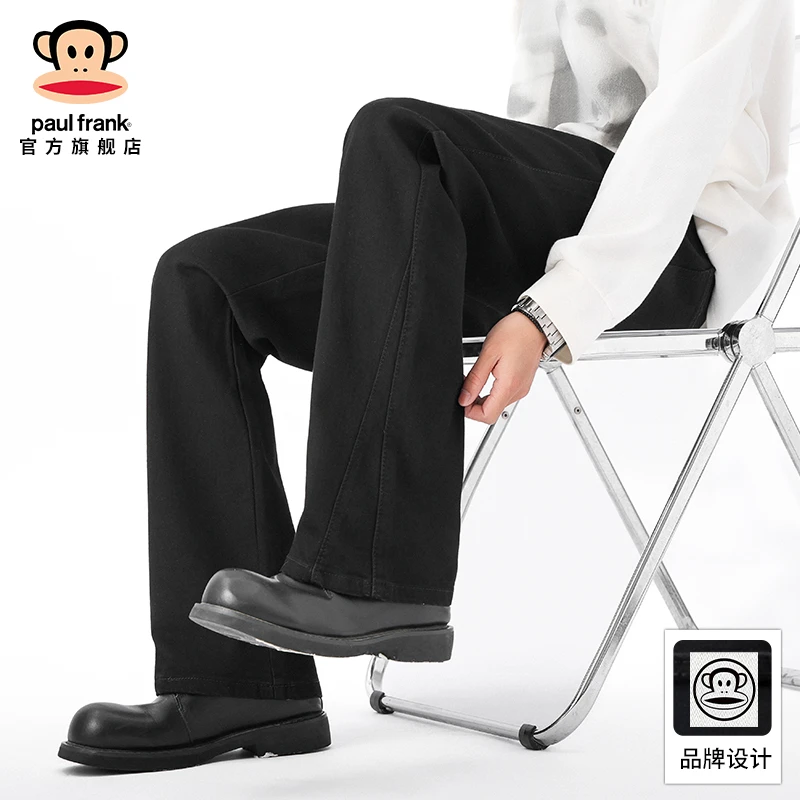 PaulFrank/大嘴猴新款直筒宽松牛仔裤男士2025秋冬休闲高街微喇裤