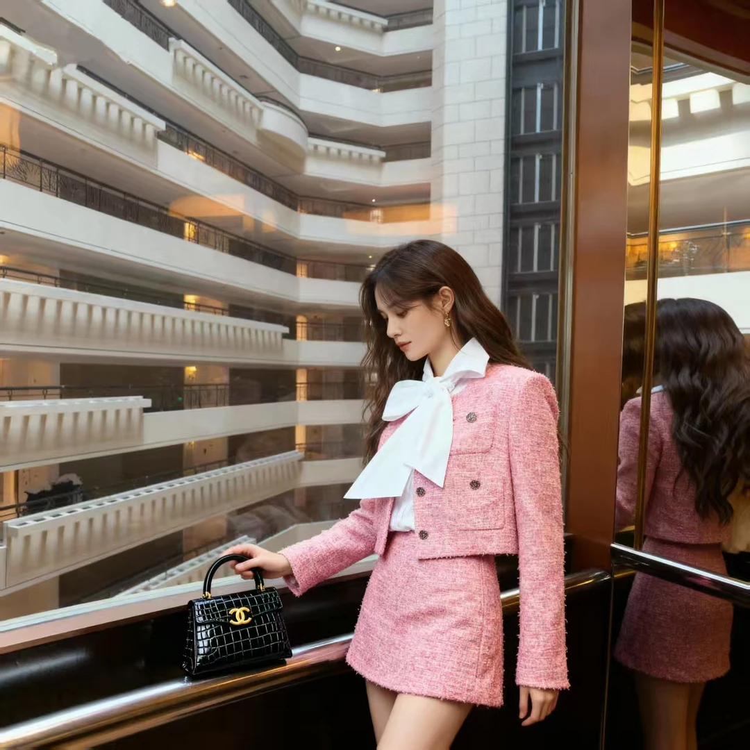 秋冬新款蛇年胶囊 早秋重工立体粗花呢外套裙裤套装女小个子