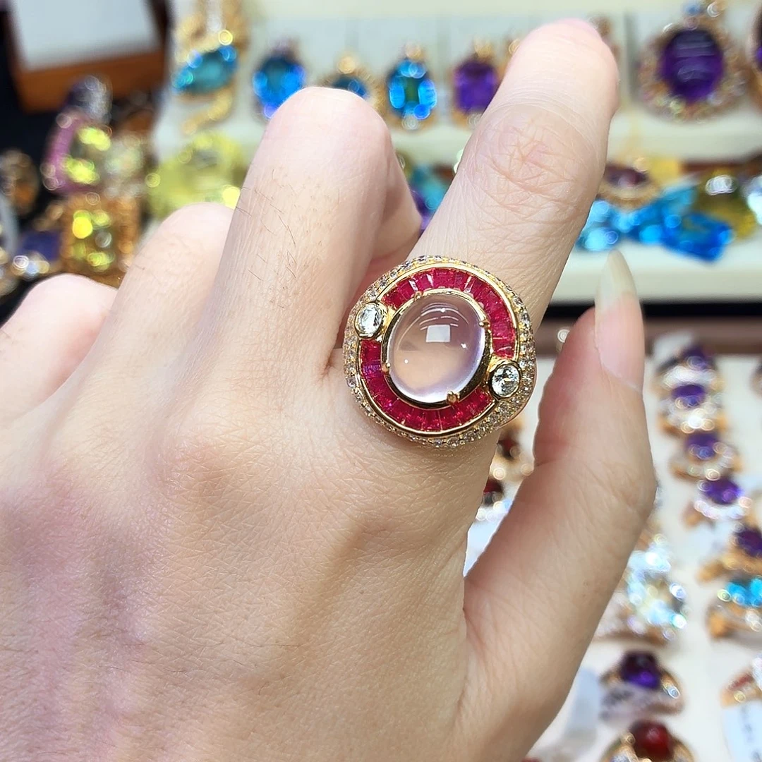 银S925镶嵌戒指水晶