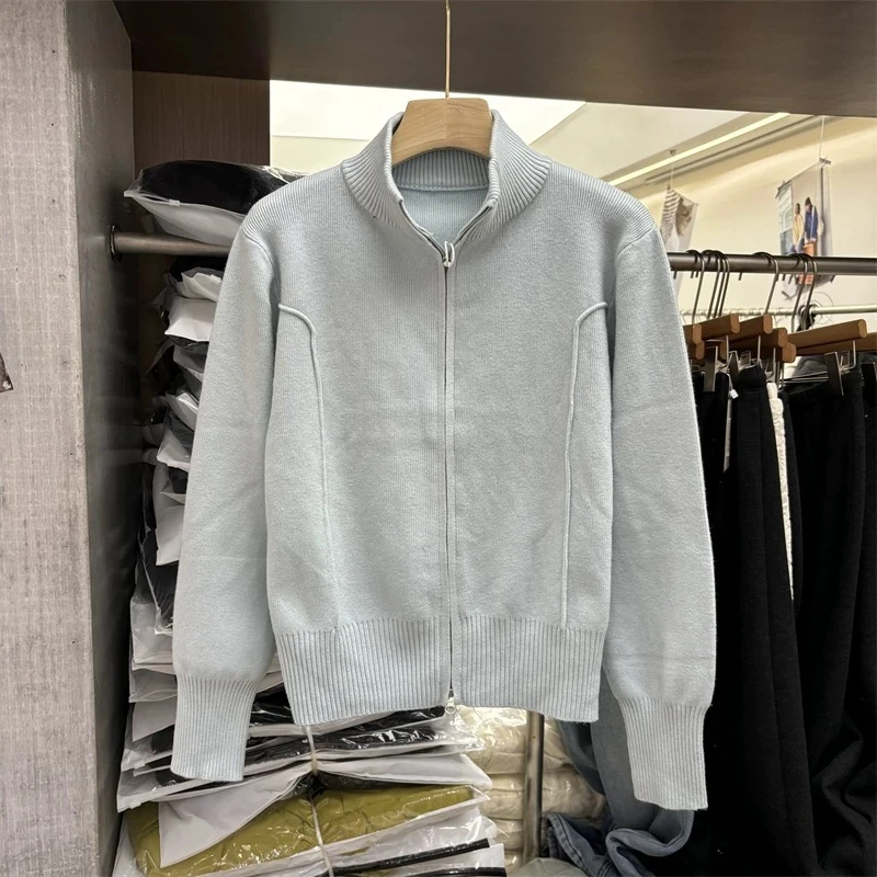 2025年春季新款时尚休闲百搭全拉链开衫毛衣