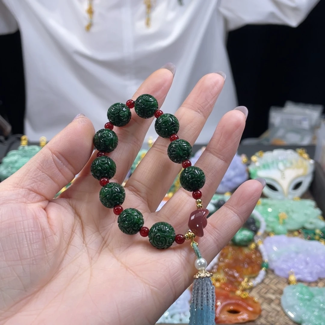 翡翠手链未镶嵌代编织