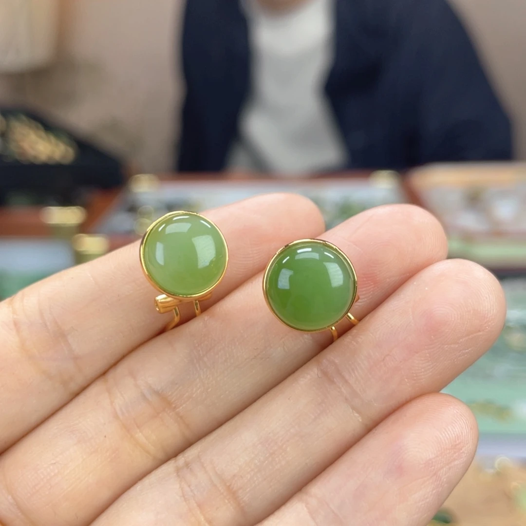 银S925镶嵌和田玉耳饰卡11